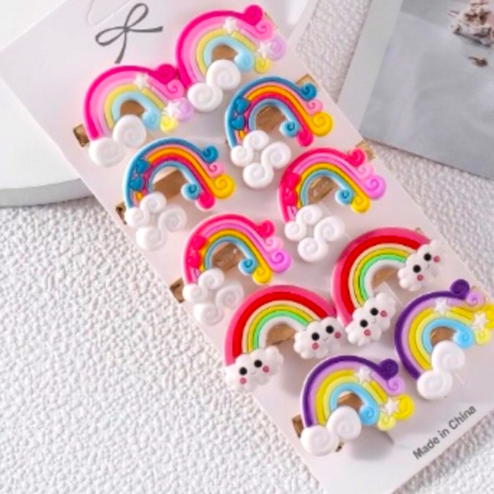 Rainbow Hair Clips (8 Pack Aligator Clips) NEW